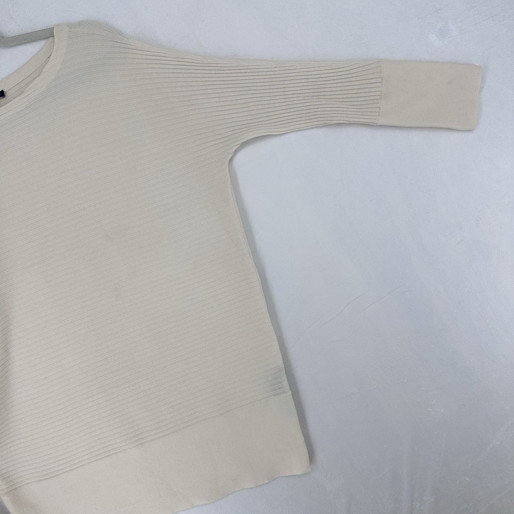 Eileen Fisher Bateau Neck Oversized Sweater Tunic Size Small Cream Wool Blend - Picture 3 of 8
